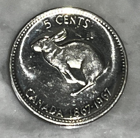 Canada 1867- 1967 Rabbit nickel  5 cent coin