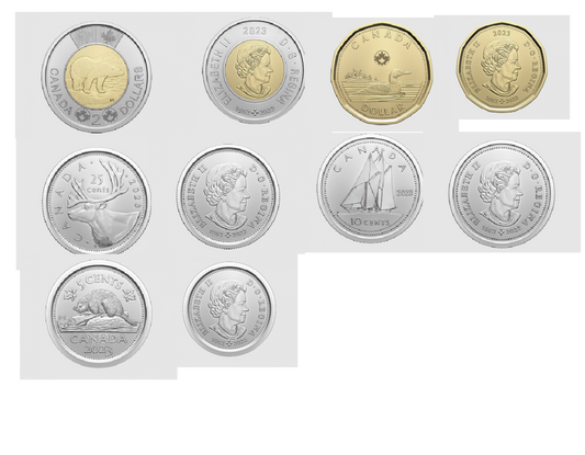 PREORDER NEW 2023 Set Canadian Coins 2$ 1$ 25c 10c 5c