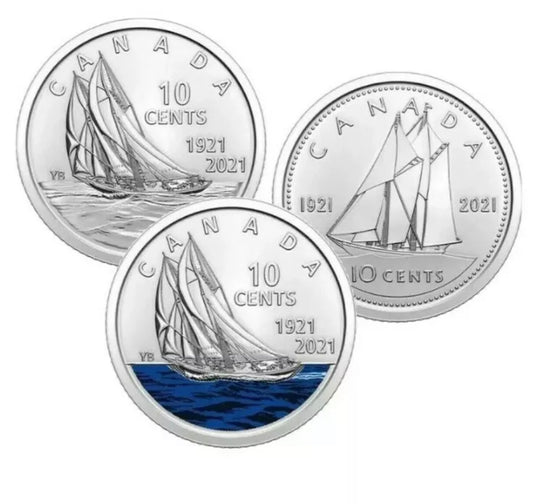 2021 Bluenose Schooner 100th Canada Special Designs 10 cents set of 3