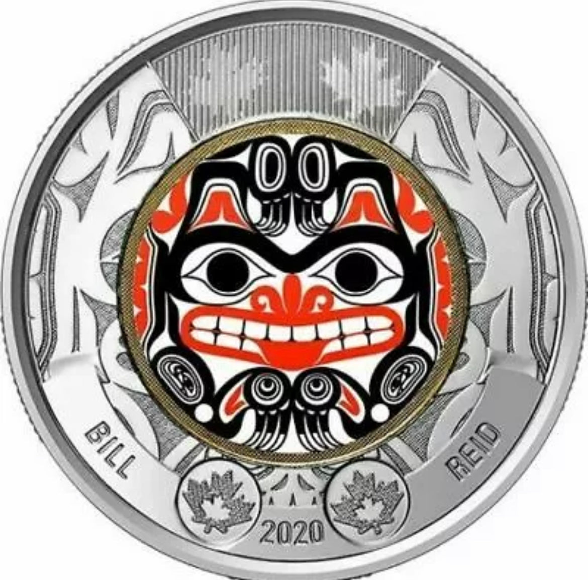 2020 Canada Bill Reid's birth - Haida Art $2 COLOURED Toonie