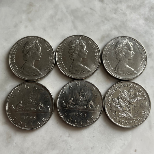 CANADIAN DOLLAR 3 COIN SET 1968,1969 & 1970